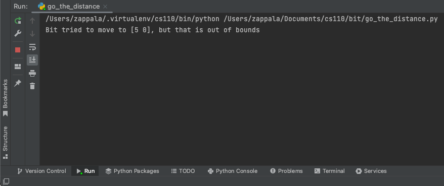 bit out of bounds error message in PyCharm