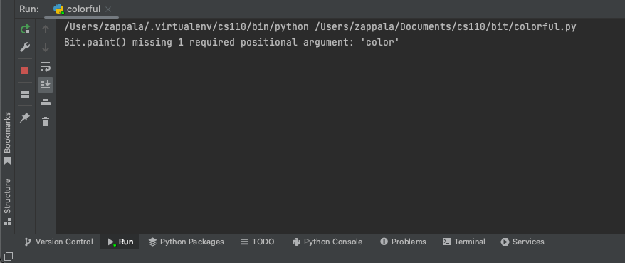 colorful error message in PyCharm