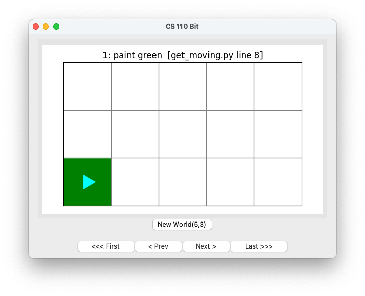 bit paints the starting square green