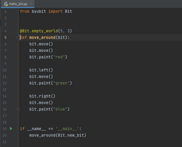 hello bit code in pycharm