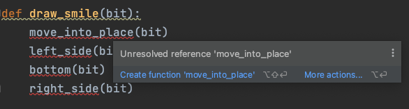 PyCharm showing tip for undefined function which says unresolved reference