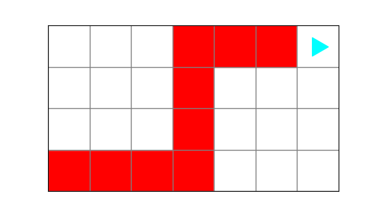 bit world with red squares in an s shape