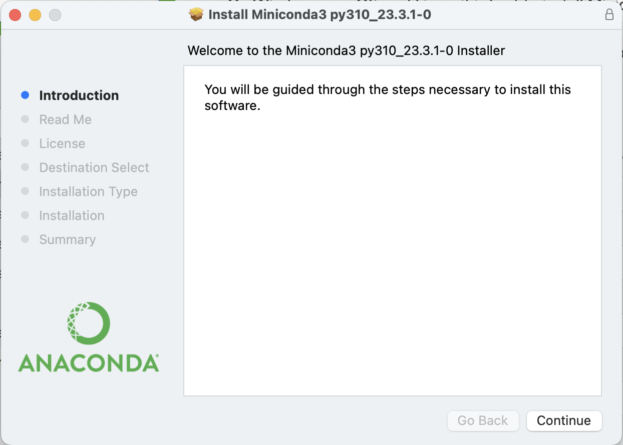 Minicoda installer introduction screen