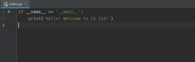 hello program in PyCharm