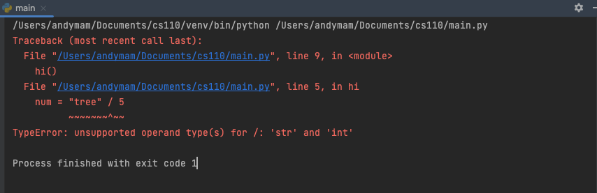 TypeError: unsupported operand type(s) for /: 'str' and 'int'