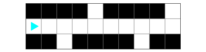 Bit is in the middle row, with black squares in the top and bottom row with some empty spaces