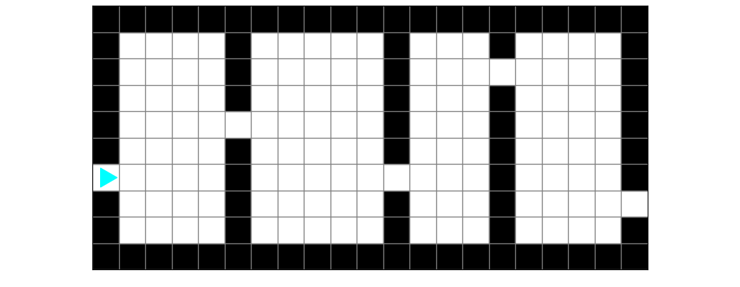 Four rectangular soccer fields, marked by black squares