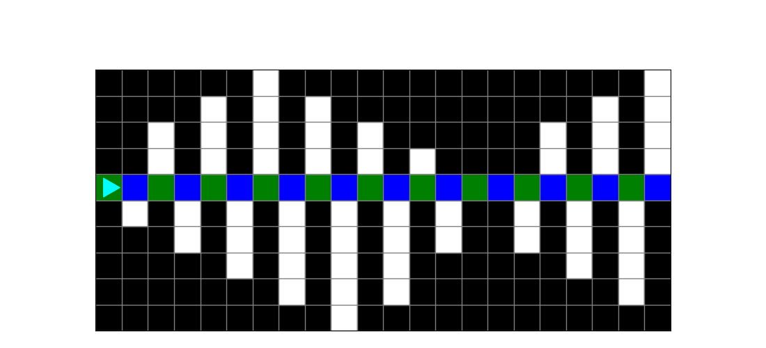 a path with colored squares, and holes on the left and right