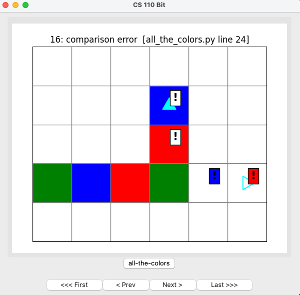 a comparison error for this problem, bit turned up and painted two squares incorrectly