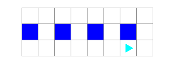 four blue dots in the middle row