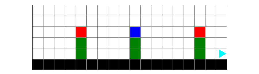 the green squares now have the colored square on top