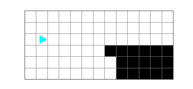 starting world showing bit on the left and rectangle of black squares on the right